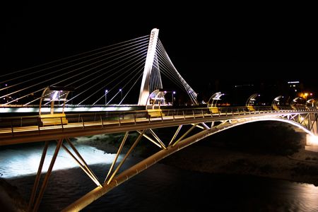 Modern Bridge Construction on Moraca river in Podgoricaの写真素材