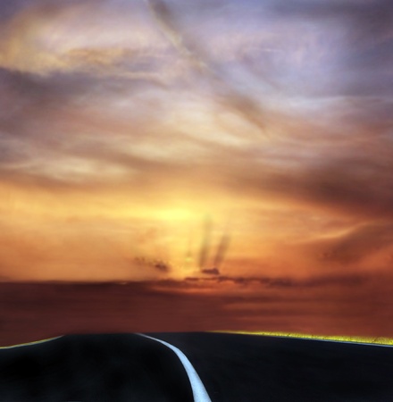 road to sunsetの写真素材