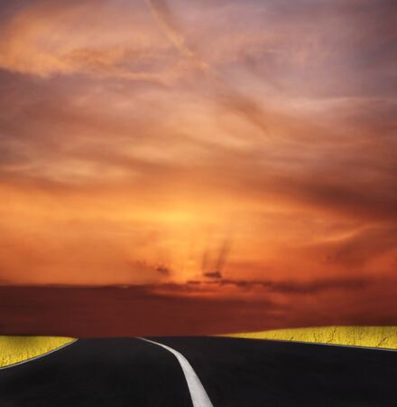 road to sunsetの写真素材
