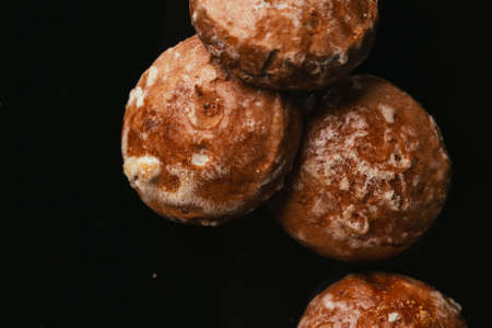 fresh gingerbread close-up on a dark background.の写真素材