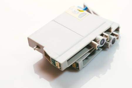 printer gray cartridges on a white background.の写真素材