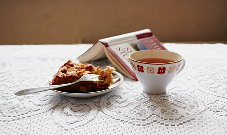 peace of apple pie and black teaの写真素材