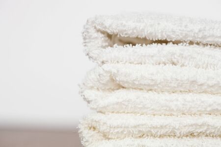 neatly folded towels - closeup shotの写真素材
