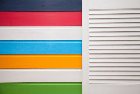 Colorful wooden wall - closeup shotの写真素材