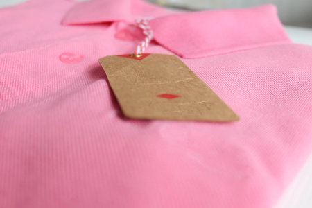 Polo shirt for men with blank tag on white backgroundの写真素材