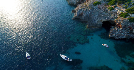 Aerial view of the boats in spainの写真素材