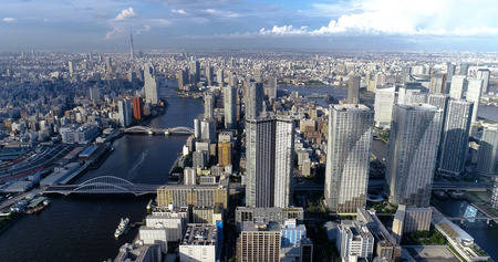 tokyo bay in aerial viewのeditorial素材