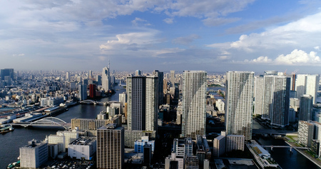 tokyo bay in aerial viewのeditorial素材