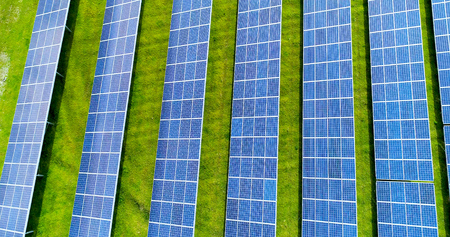 Solar panels in aerial view