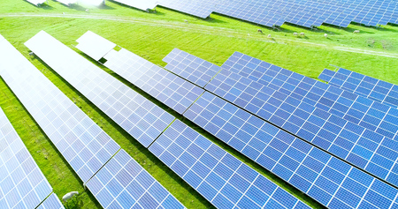 Solar panels in aerial view