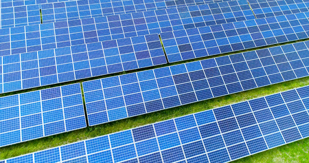 Solar panels in aerial view