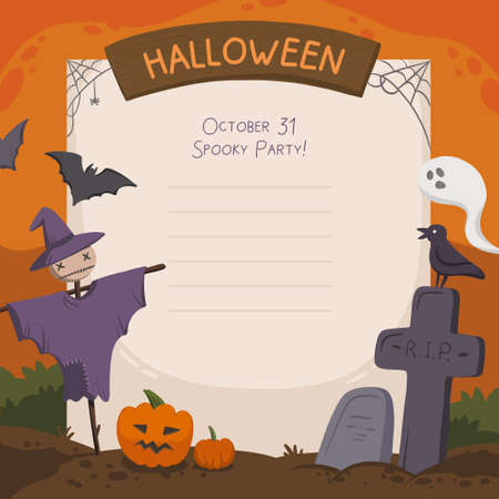 Vector background frame for poster halloween spooky partyのイラスト素材