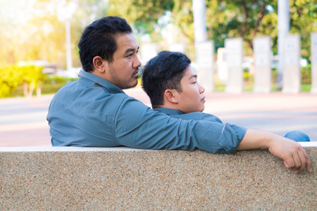 Asian gay couples Romantic Take a hug and make love happilyの写真素材