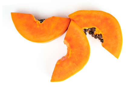 Carica papaya isolated on white backgroundの写真素材