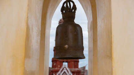 The bell is the sound of heaven. Signs of merit, goodness, fortune, bells are a symbol of goodness. Fame Like a door to heavenの写真素材