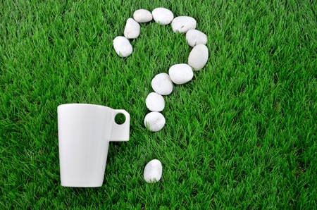 Question mark with a glass of tea の写真素材