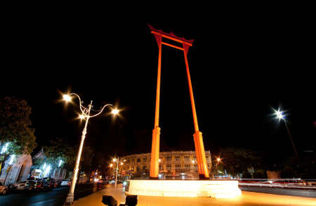 Suthat Temple and the Giant Swing in Bangkok, Thailand のeditorial素材