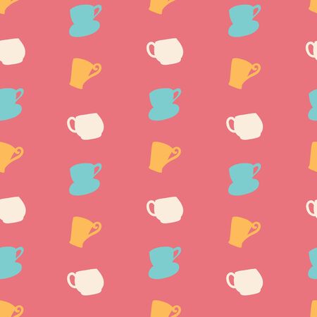 Vector red garden tea party seamless pattern texture background. Perfect for wallpaper, scrapbook, invitations, or fabric.のイラスト素材