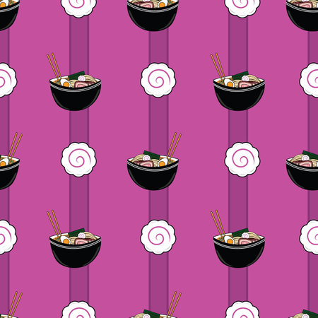 Noodle Bowl in Eggplant Stripesのイラスト素材