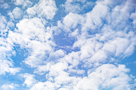 Clear autumn sky with beautiful white clouds.の写真素材