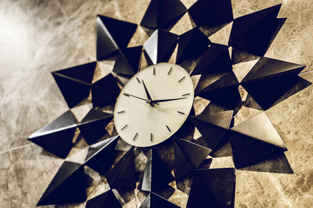 Home decor, Clock on wall backgroundの写真素材
