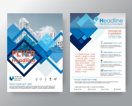Abstract blue Square background for Poster Brochure Flyer design Layout vector template in A4 sizeのイラスト素材