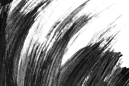 Abstract brush strokes and splashes of paint on white paper. Watercolor texture for creative wallpaper or design art work, black and white colors.の写真素材
