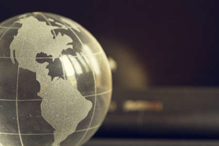 Crystal globe.Communication network around Earth used for worldwide international connections.の写真素材