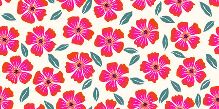Hand drawn flowers seamless patterns, Natural floral abstract background. Illustration for fabric,...