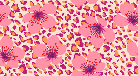 Seamless floral patterns, Abstract hand drawn flowers print decoration. Illustration for fabric, textiles, clothing, wall art, printing and design project, etc.の写真素材