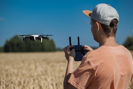 guy controls the droneの写真素材