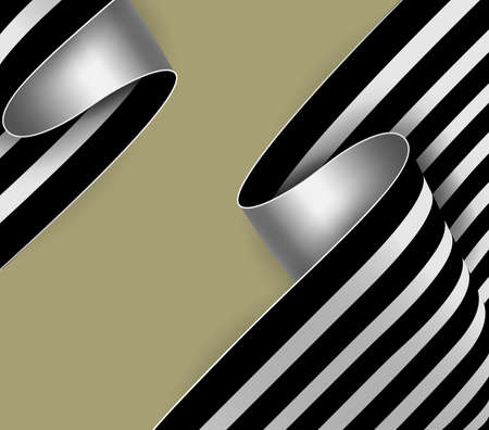 3d Wave of plastic, film, paper or cardboard. Abstract background. Black and white canvas, color background with space for text. Vector illustration EPS10のイラスト素材