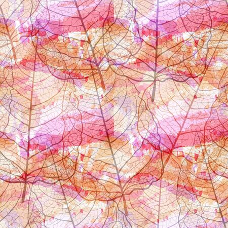 Seamless pattern with openwork leaves. Handmade autumn background. Vector illustration
