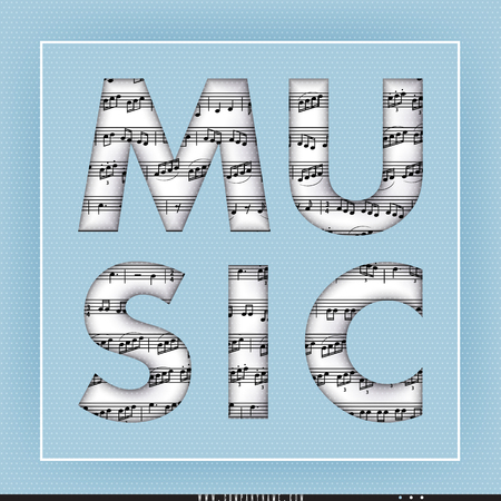 Classical music, notes, classic style. The headline is decorated with a musical text.のイラスト素材