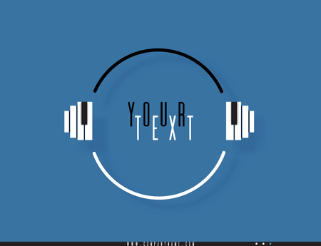 Musical quote in a frame. Creative quotation in the form of piano keys. Speech Bubble. Sign icon. Modern design elements for classical music. Isolated on a blue background. Vector illustrationのイラスト素材