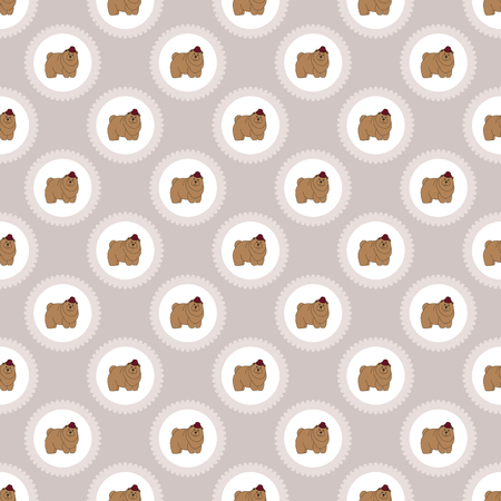 Chow Chow. Breeds of dogs. Seamless pattern. Minimalism. Dog is a symbol of 2018. Chinese calendar. Vector illustrationのイラスト素材