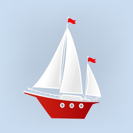 Ship, Yacht, Sailboat. Isolated object. Element for design. Vector illustration.のイラスト素材