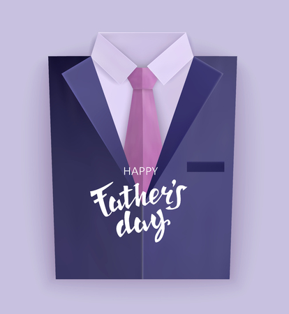Fathers Day. Celebratory background with a classic shirt, stylish tie and lettering.のイラスト素材
