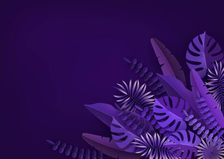 Tropical leaves and plants. Ultraviolet abstract background with tropical foliage.のイラスト素材