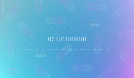Blurred gradient banner with abstract flat geometric shapes in Memphis style Gently blue pastel backgroundのイラスト素材