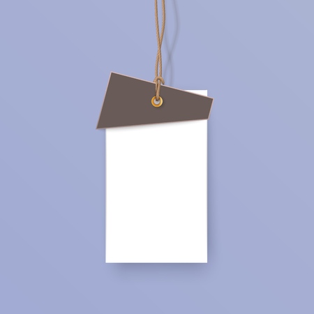 Tag hanging on a string Realistic object vector illustrationのイラスト素材