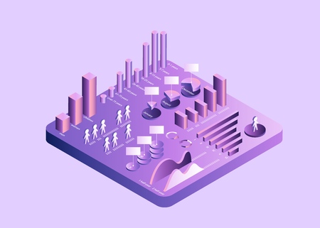 3d isometric diagram of growth and distribution Gradient ultravioletのイラスト素材