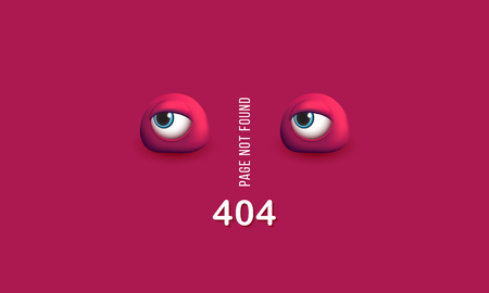 404 page not found Humorous concept of computer error with funny 3d eyes Template web pages Error...