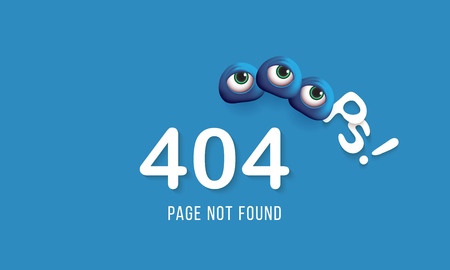404 page not found Humorous concept of computer error with funny 3d eyes Template web pages Error...
