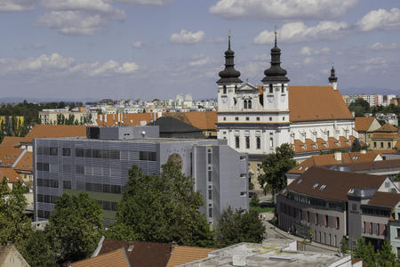 Trnava university with  university church, view from Trnava tower, Slovakiaのeditorial素材
