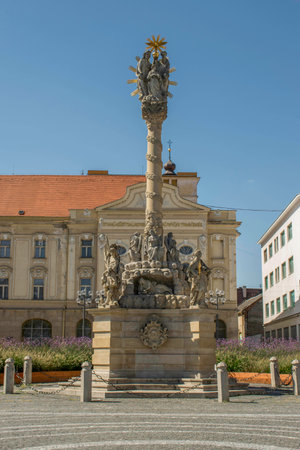 Statue of the Holy Trinity, Trojicne square in Trnavaの写真素材