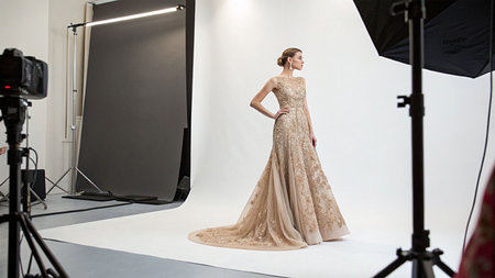 A model walks the runway at the Ines Di Santo Bridal Spring/Summer 2016 Runway Show at DIA 545 in NYCの素材