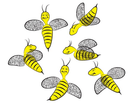 Six Smiling Happy Waspsのイラスト素材