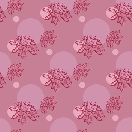 Cactus flower seamless vector pattern. Vector hand drawn pink succulent cactus illustration. Seamless plant wallpaper. Beautiful seamless exotic pattern background. Minimalist print, texture, fabric.のイラスト素材