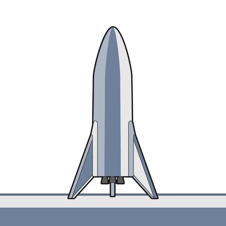 Rocket spaceship isolated vector retro style illustration. Vector cartoon spaceship isolated on white background for web, postcard, poster, print, banner.のイラスト素材